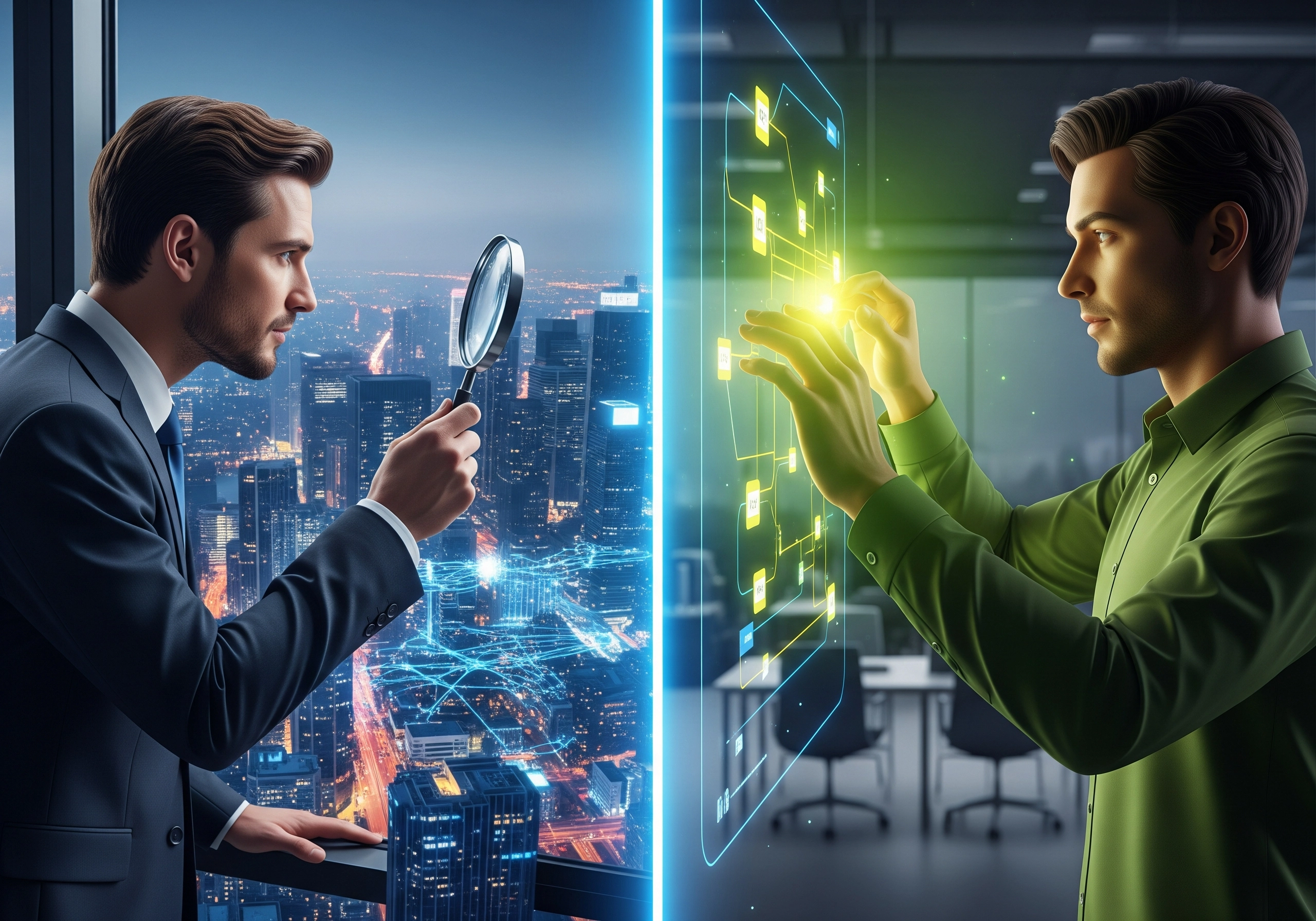 Businessman examining ESG data, highlighting the importance of ESG certification.