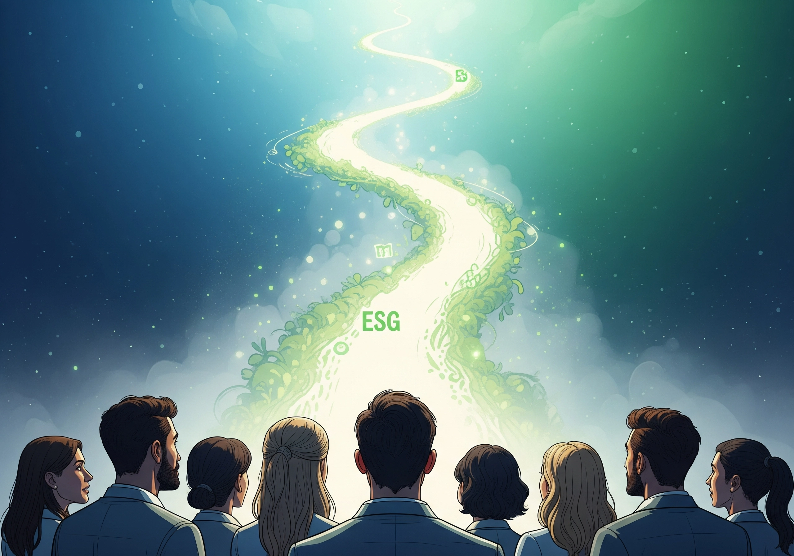 Group looking at ESG certification path, symbolizing esg certification journey.